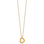14K Polished Textured and Diamond-cut Fancy Heart Pendant 16 Inch Necklace with 2.25 Inch Extender