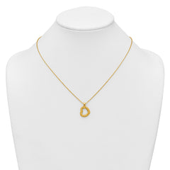 14K Polished Textured and Diamond-cut Fancy Heart Pendant 16 Inch Necklace with 2.25 Inch Extender