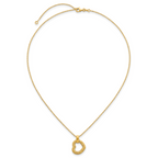 14K Polished Textured and Diamond-cut Fancy Heart Pendant 16 Inch Necklace with 2.25 Inch Extender