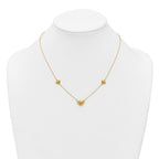 14K Polished Filigree Puffed Heart 3-Station 16 inch Necklace Plus 2 inch Extender