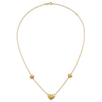 14K Polished Filigree Puffed Heart 3-Station 16 inch Necklace Plus 2 inch Extender