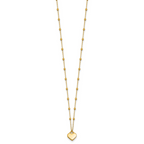 14k Polished Heart Pendant and Beaded Chain 16 inch Necklace Plus 2 inch Extender