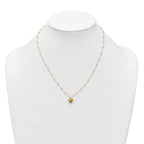 14k Polished Heart Pendant and Beaded Chain 16 inch Necklace Plus 2 inch Extender
