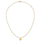 14k Polished Heart Pendant and Beaded Chain 16 inch Necklace Plus 2 inch Extender
