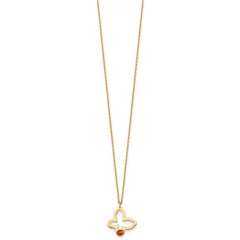14k Polished Butterfly with Red and Black Enamel Ladybug 15.5 inch Childrens Necklace Plus 0.75 inch Extender