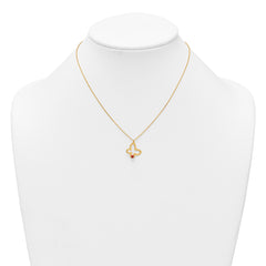 14k Polished Butterfly with Red and Black Enamel Ladybug 15.5 inch Childrens Necklace Plus 0.75 inch Extender