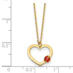 14k Polished Heart with Red and Black Enamel Ladybug 15.5 inch Childrens Necklace Plus 0.75 inch Extender