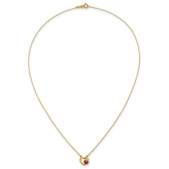 14K Polished Red and Black Enameled Ladybug on Heart 17 inch Necklace