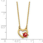 14K Polished Red and Black Enameled Ladybug on Heart 17 inch Necklace