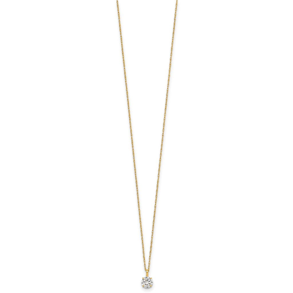 14k Polished 5.00mm Round CZ Solitaire 18 inch Necklace