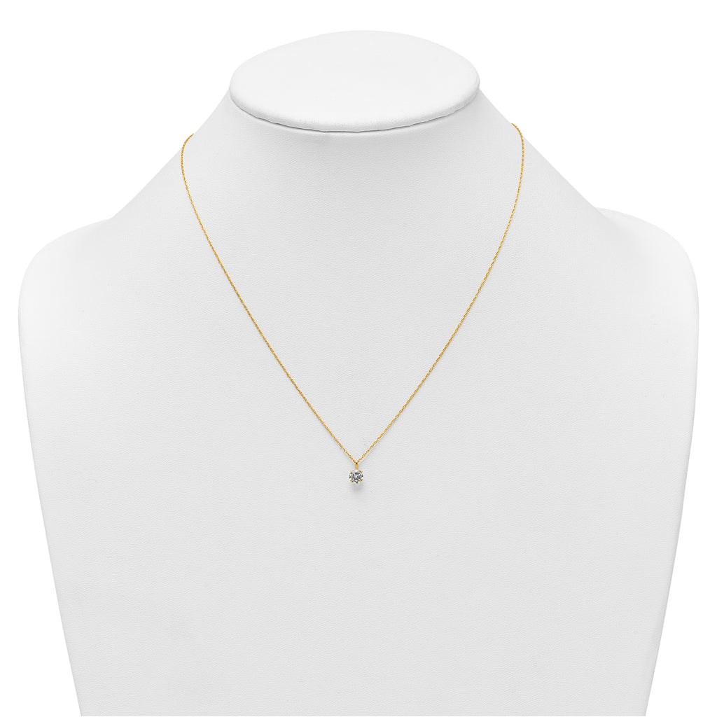 14k Polished 5.00mm Round CZ Solitaire 18 inch Necklace