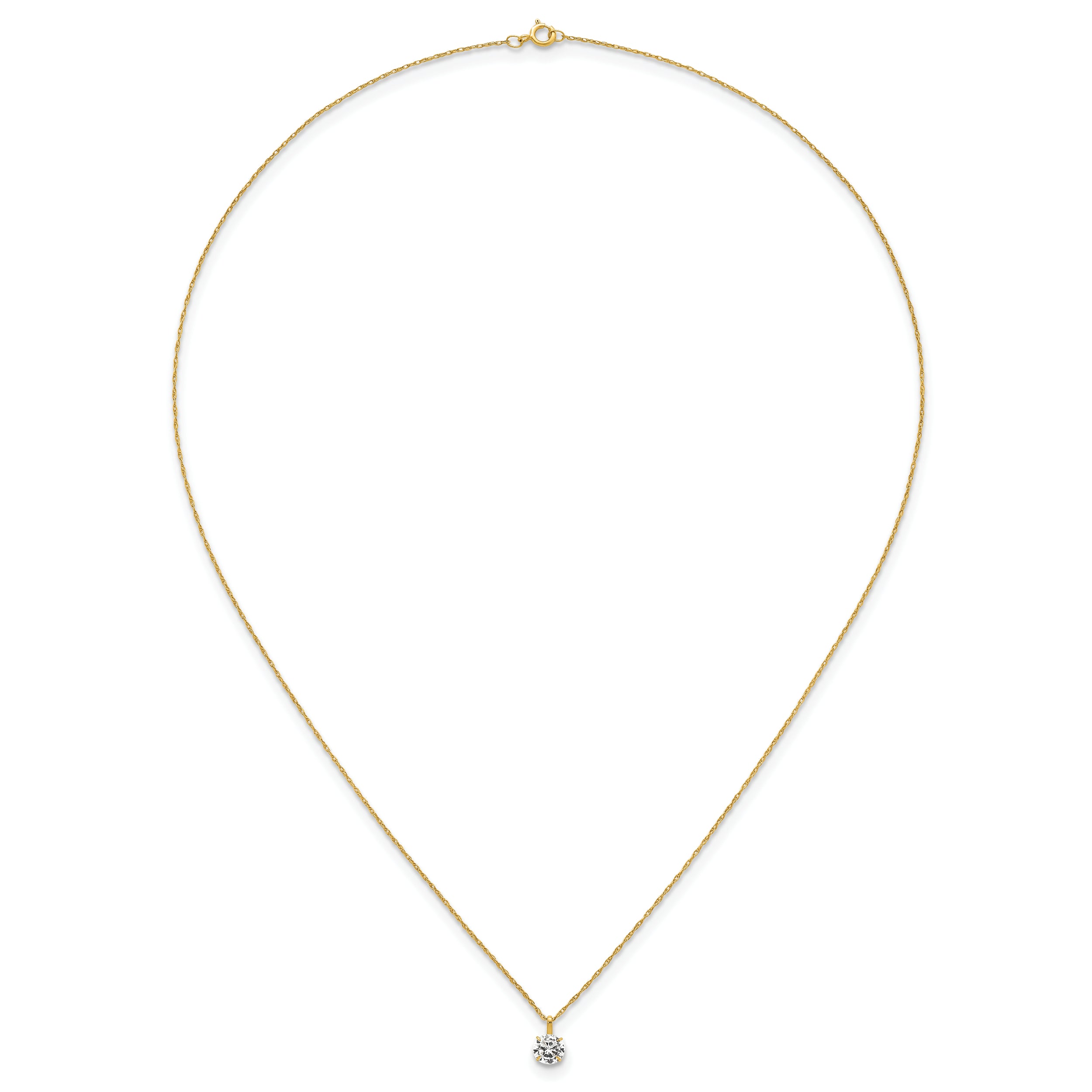 14k Polished 5.00mm Round CZ Solitaire 18 inch Necklace