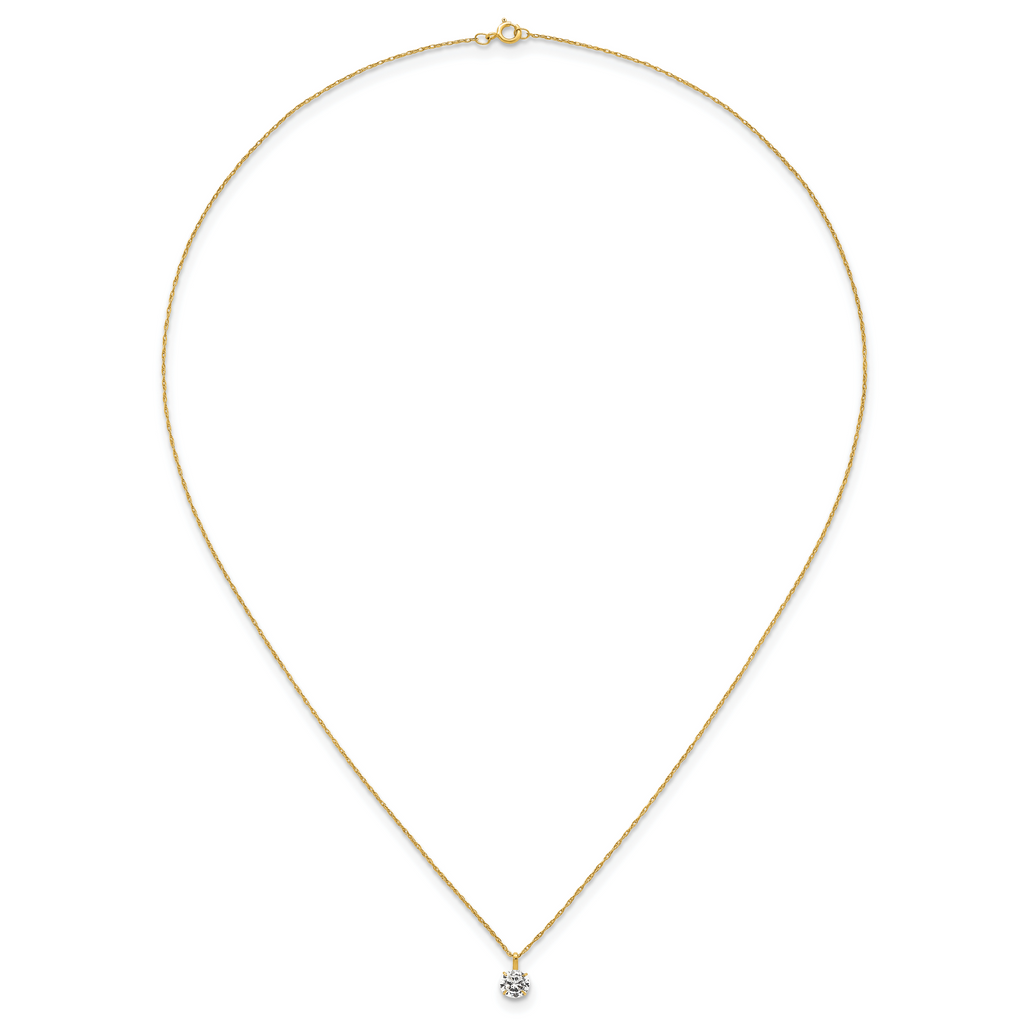 14k Polished 5.00mm Round CZ Solitaire 18 inch Necklace