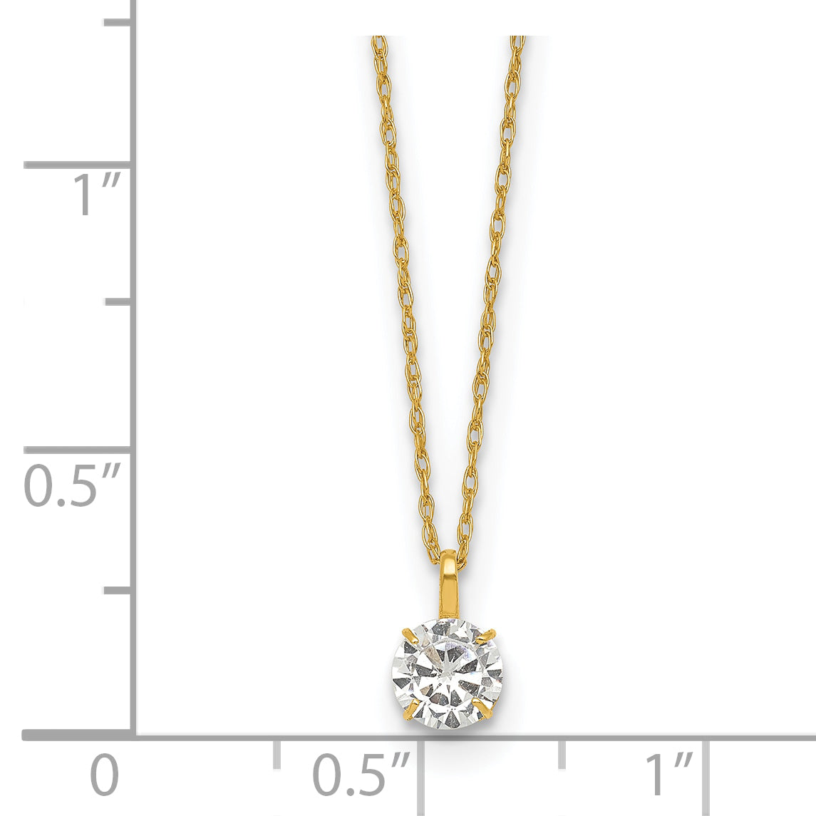 14k Polished 5.00mm Round CZ Solitaire 18 inch Necklace