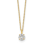 14k Polished 5.00mm Round CZ Solitaire 18 inch Necklace