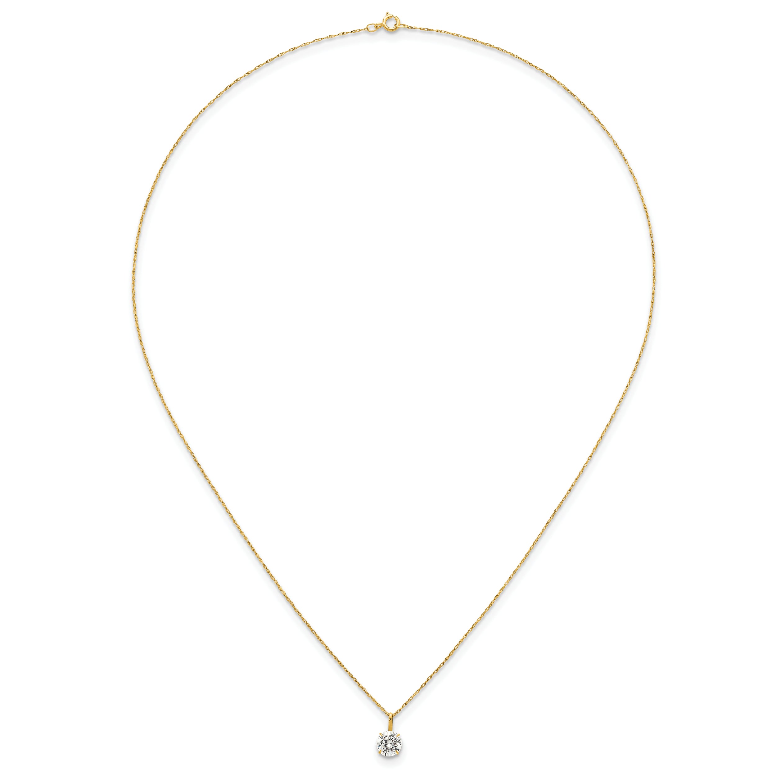 14k Polished 6.00mm Round CZ Solitaire 18 inch Necklace