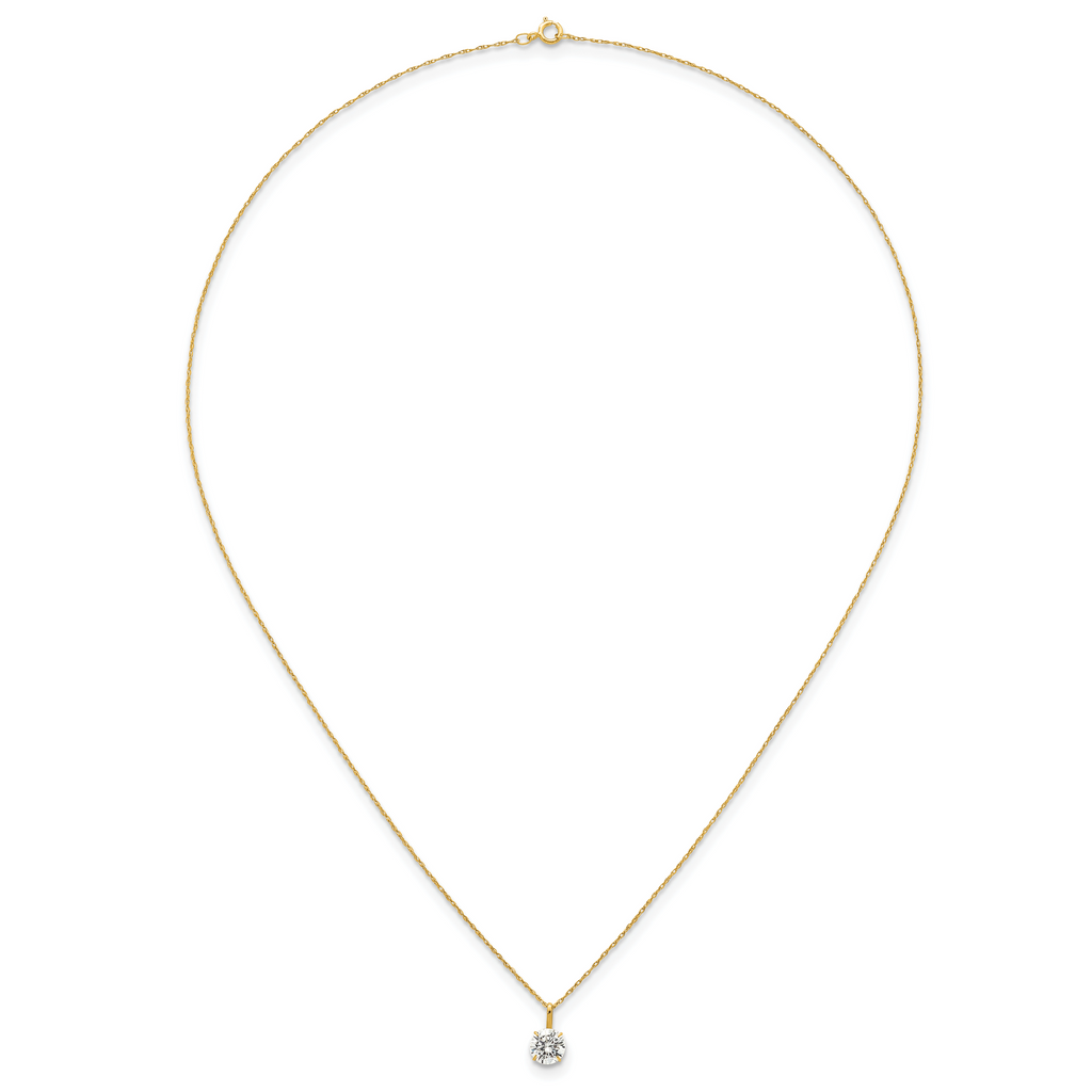 14k Polished 6.00mm Round CZ Solitaire 18 inch Necklace