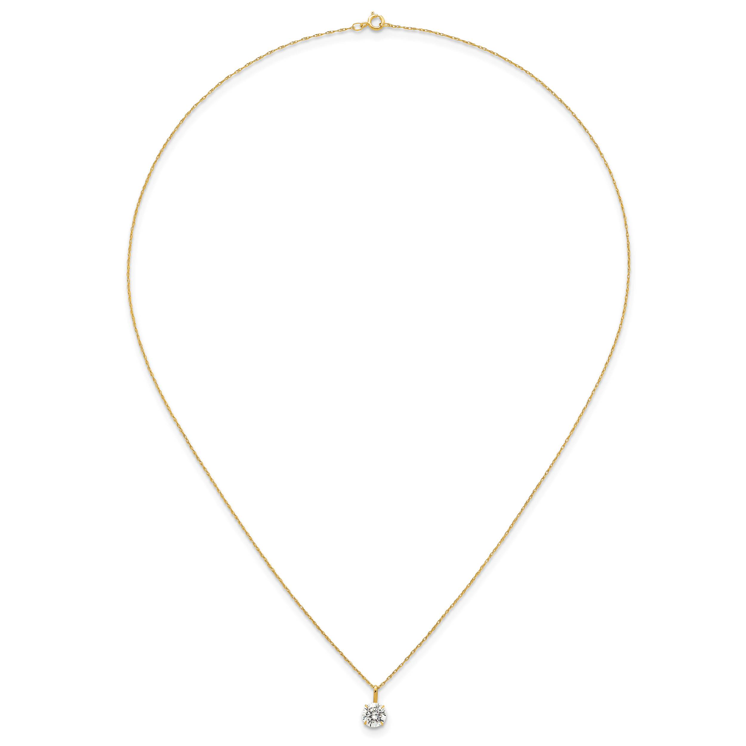14k Polished 6.00mm Round CZ Solitaire 18 inch Necklace