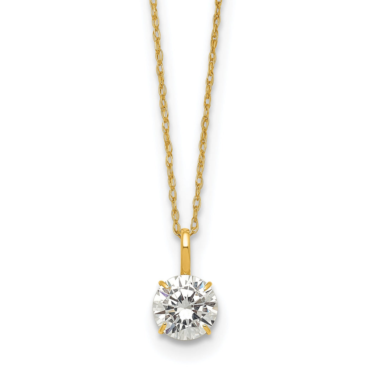 Round Cubic Zirconia Solitaire Necklace in 14K Yellow Gold, 6.00mm, 18 Inch - Sophia Jewelers Main image