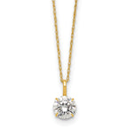14k Polished 6.00mm Round CZ Solitaire 18 inch Necklace