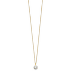 14k Polished 7.00mm Round CZ Solitaire 18 inch Necklace