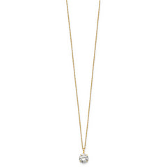 14k Polished 7.00mm Round CZ Solitaire 18 inch Necklace