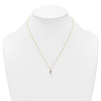 14k Polished 7.00mm Round CZ Solitaire 18 inch Necklace