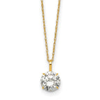 14k Polished 7.00mm Round CZ Solitaire 18 inch Necklace