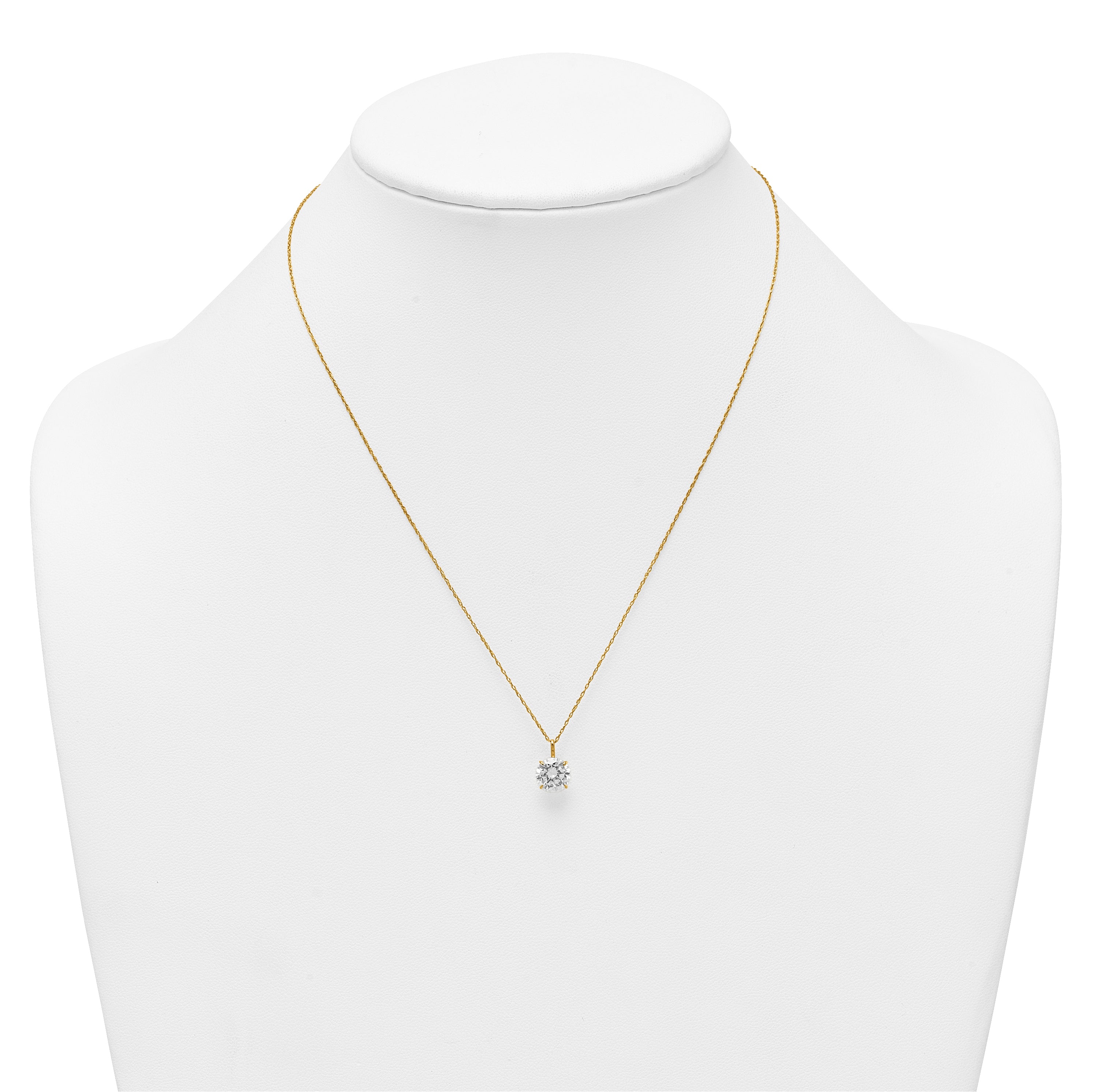 14k Polished 8.00mm Round CZ Solitaire 18 inch Necklace