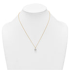 14k Polished 8.00mm Round CZ Solitaire 18 inch Necklace