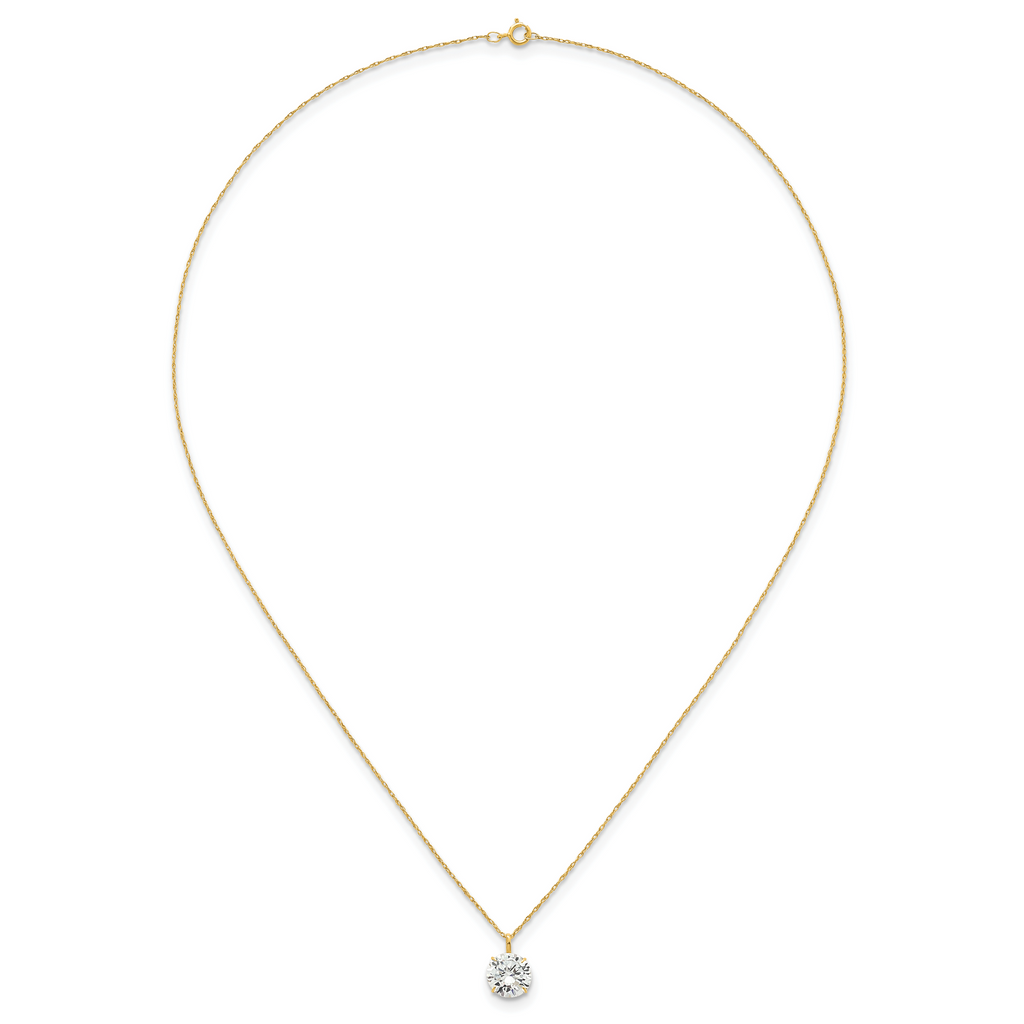 14k Polished 8.00mm Round CZ Solitaire 18 inch Necklace