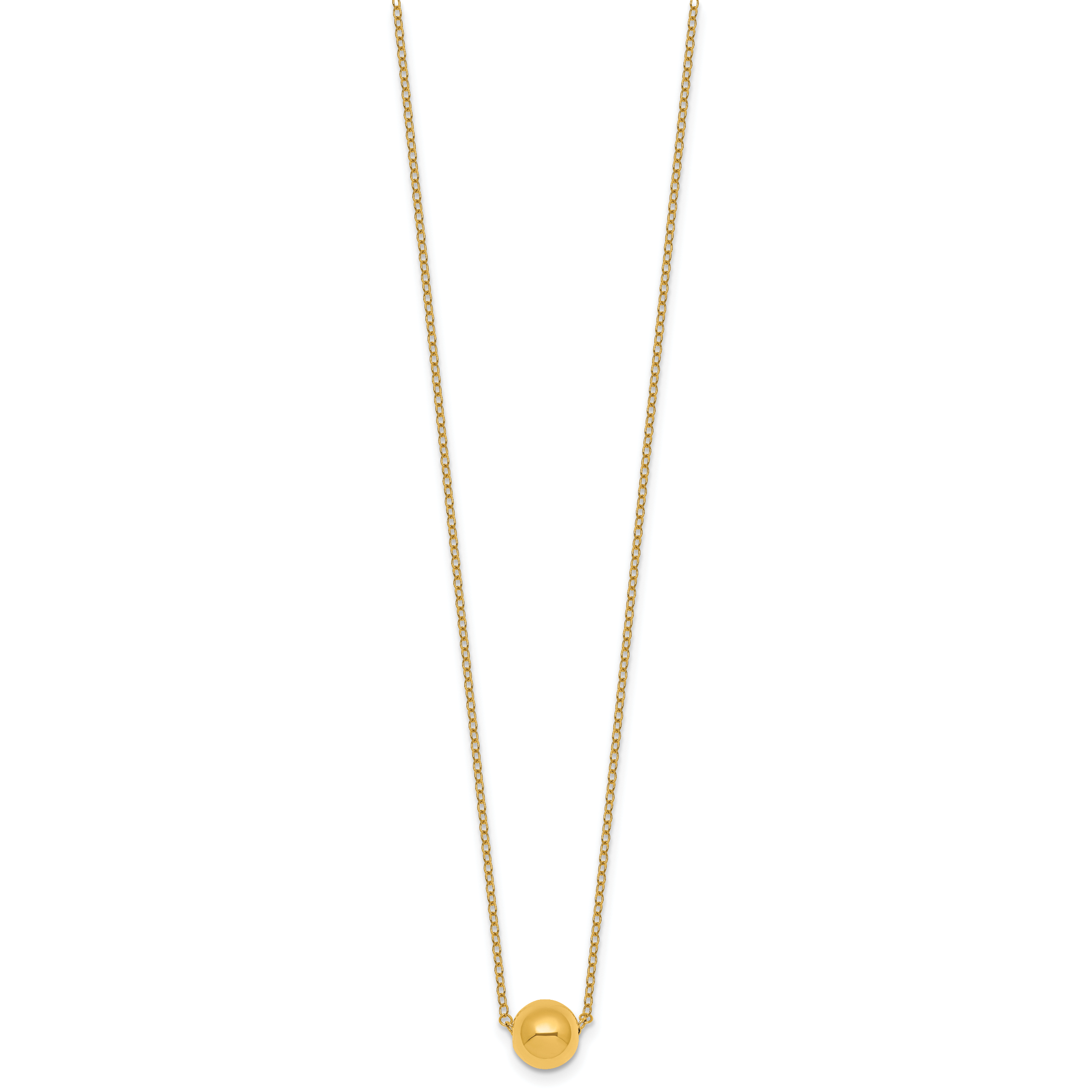 14k Polished 7.5mm Round Bead 16 inch Necklace Plus 2 inch Extender
