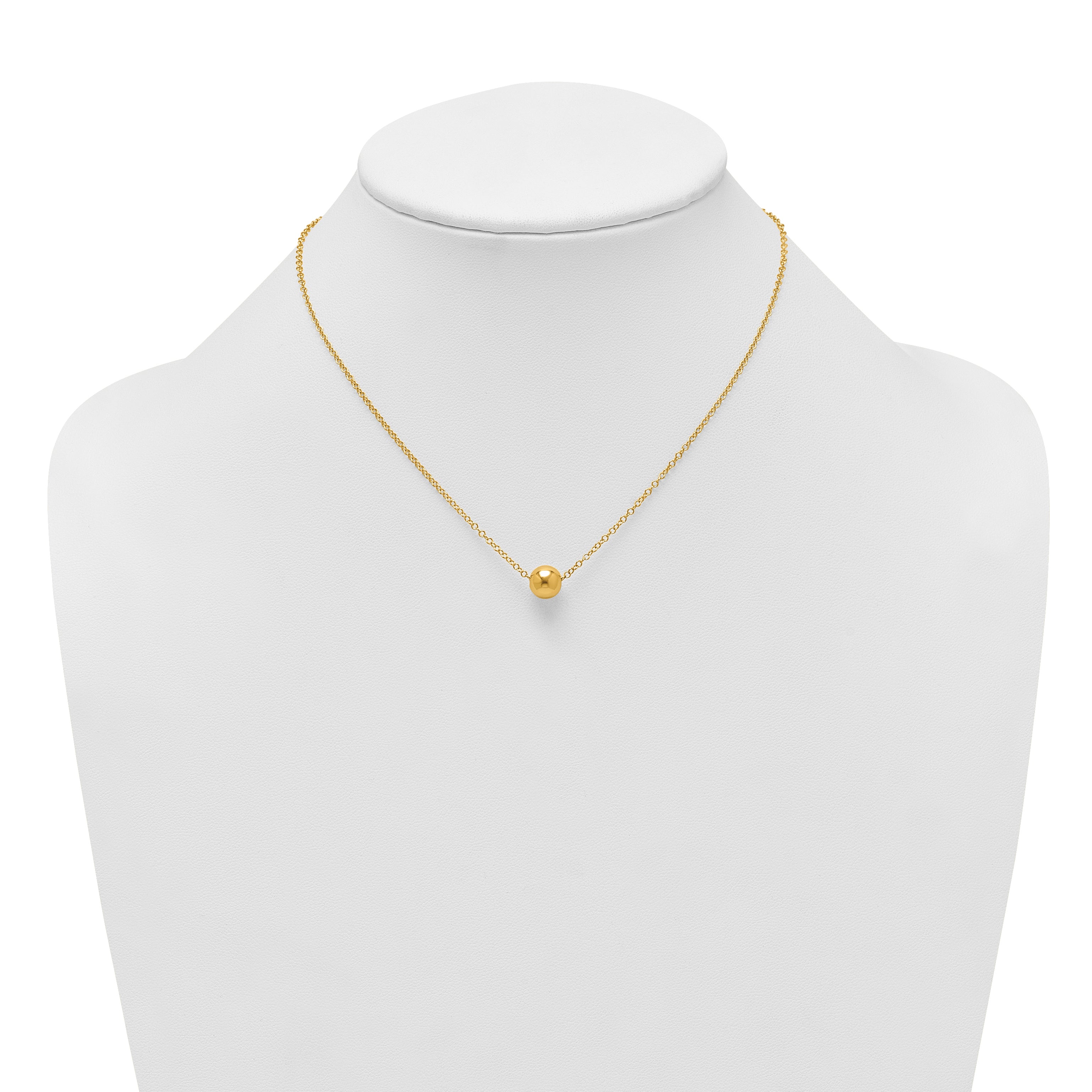 14k Polished 7.5mm Round Bead 16 inch Necklace Plus 2 inch Extender