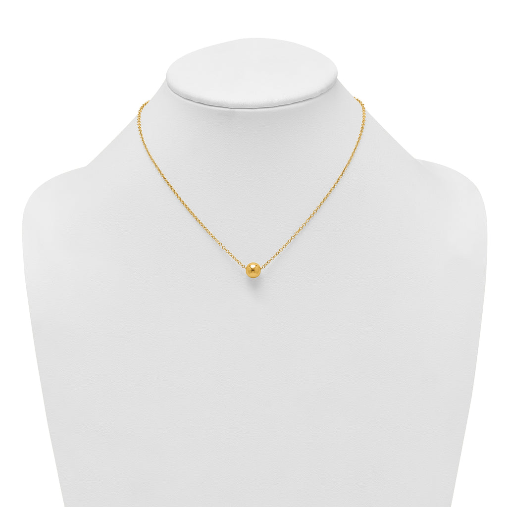 14k Polished 7.5mm Round Bead 16 inch Necklace Plus 2 inch Extender