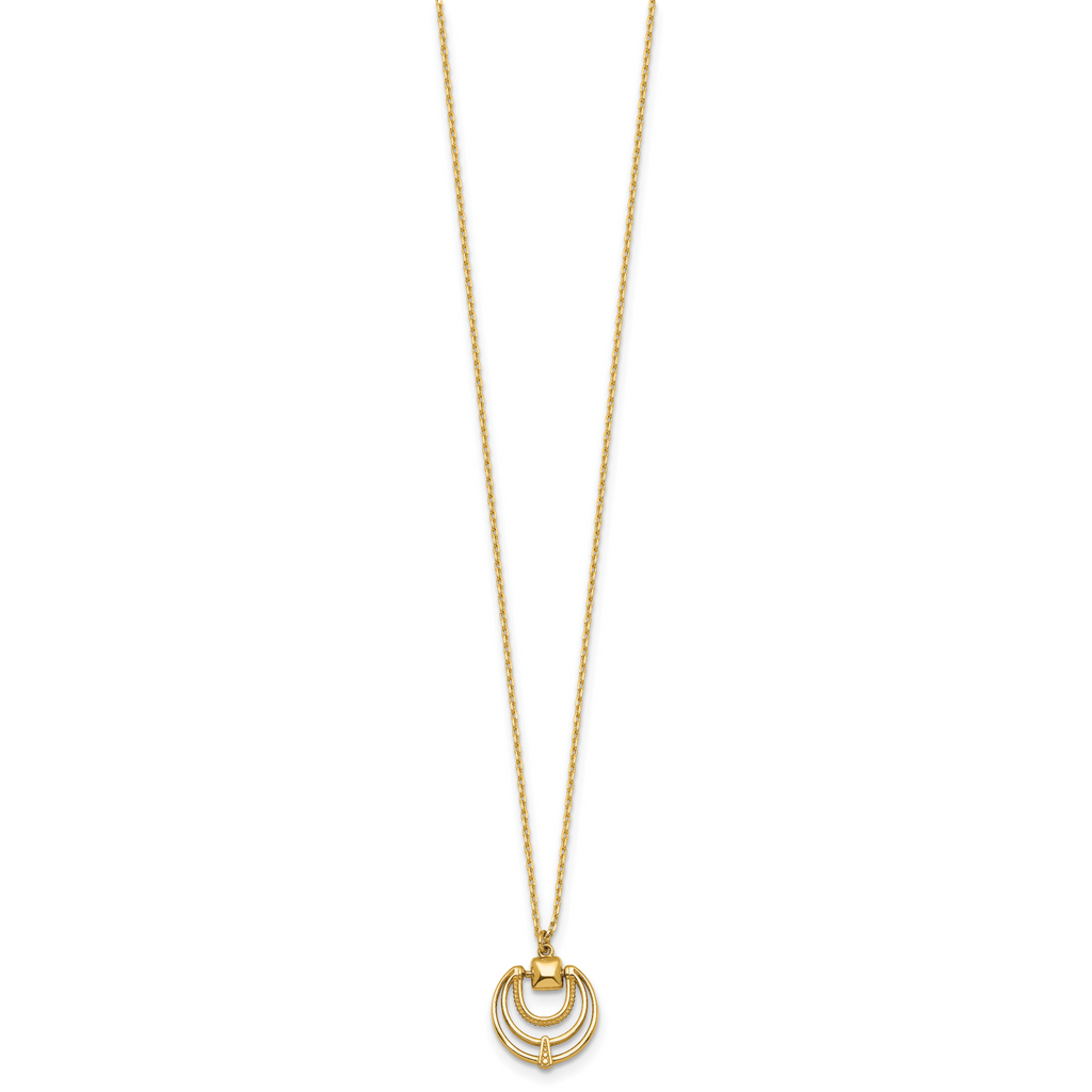 14k Polished and Textured Fancy Circles 17 inch Necklace