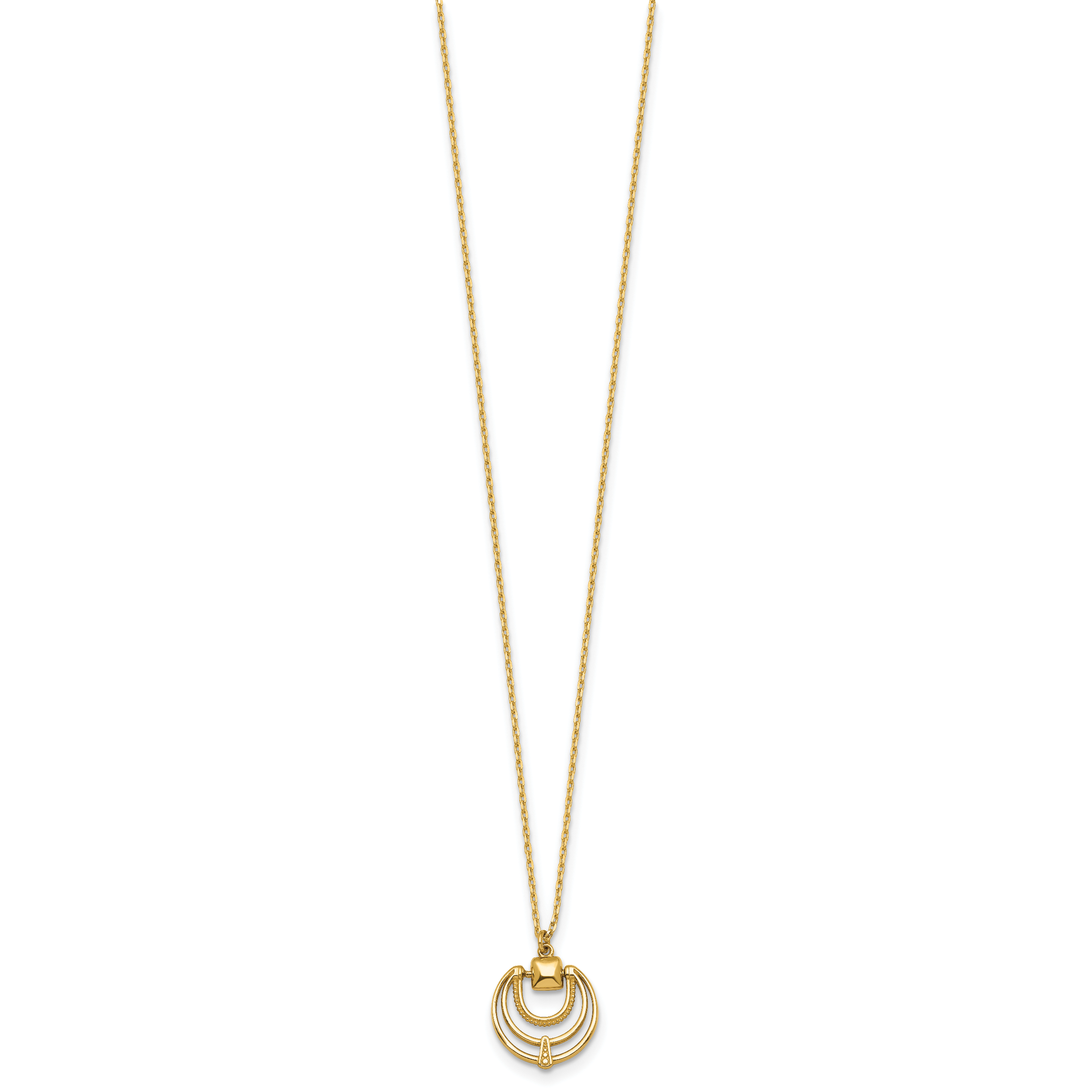 14k Polished and Textured Fancy Circles 17 inch Necklace