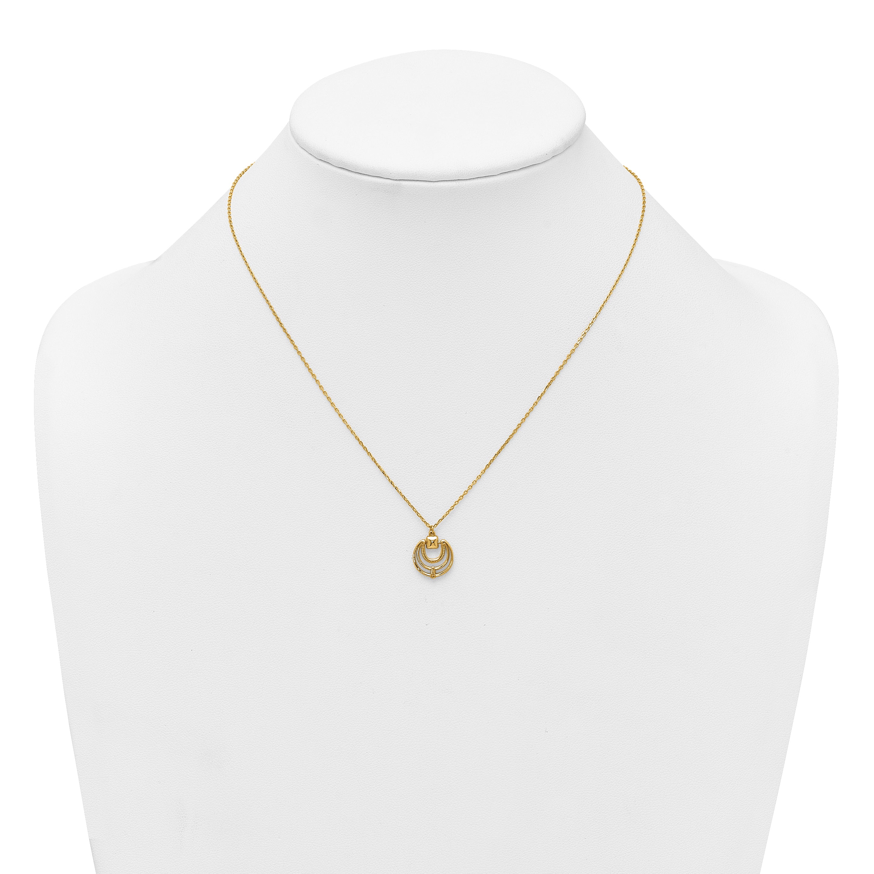 14k Polished and Textured Fancy Circles 17 inch Necklace