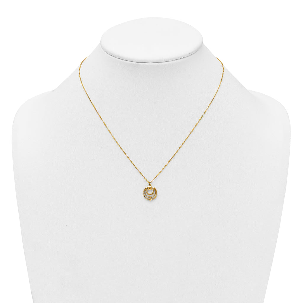 14k Polished and Textured Fancy Circles 17 inch Necklace