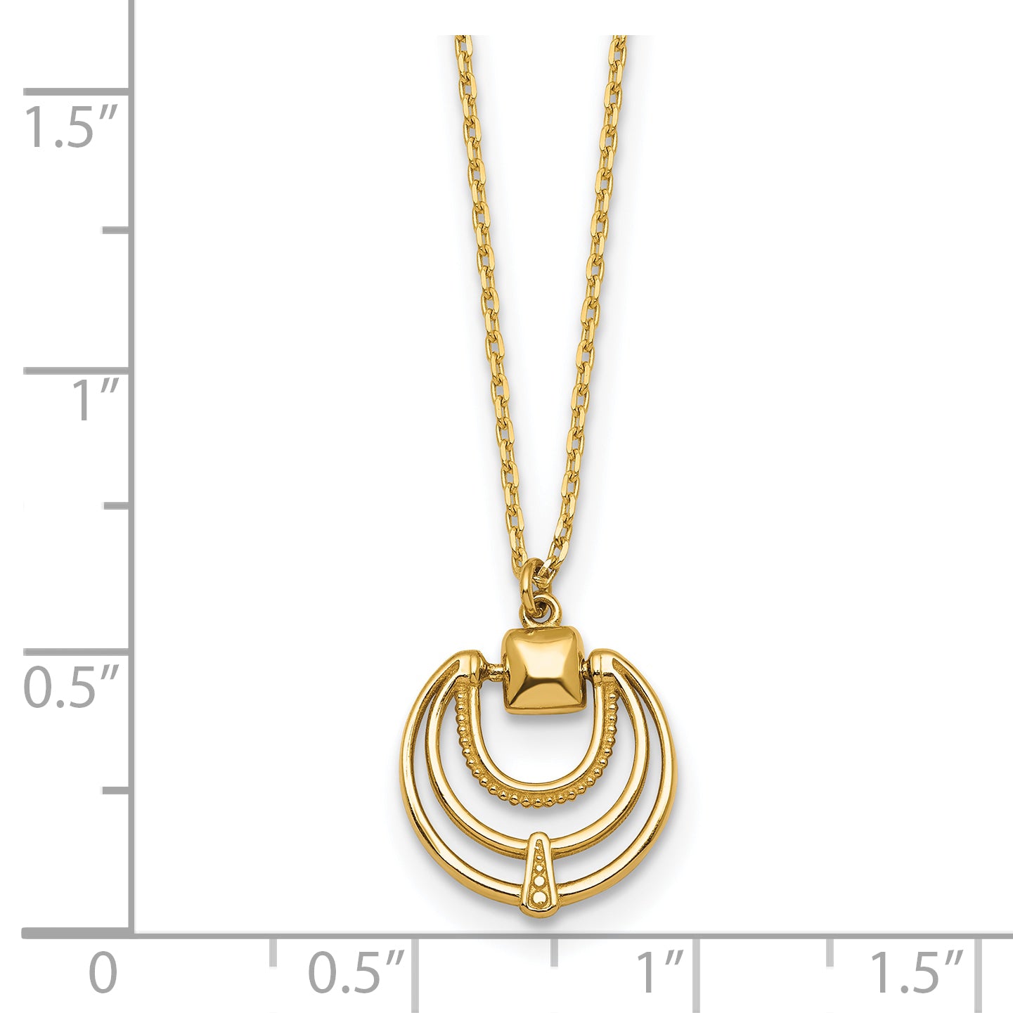 14k Polished and Textured Fancy Circles 17 inch Necklace