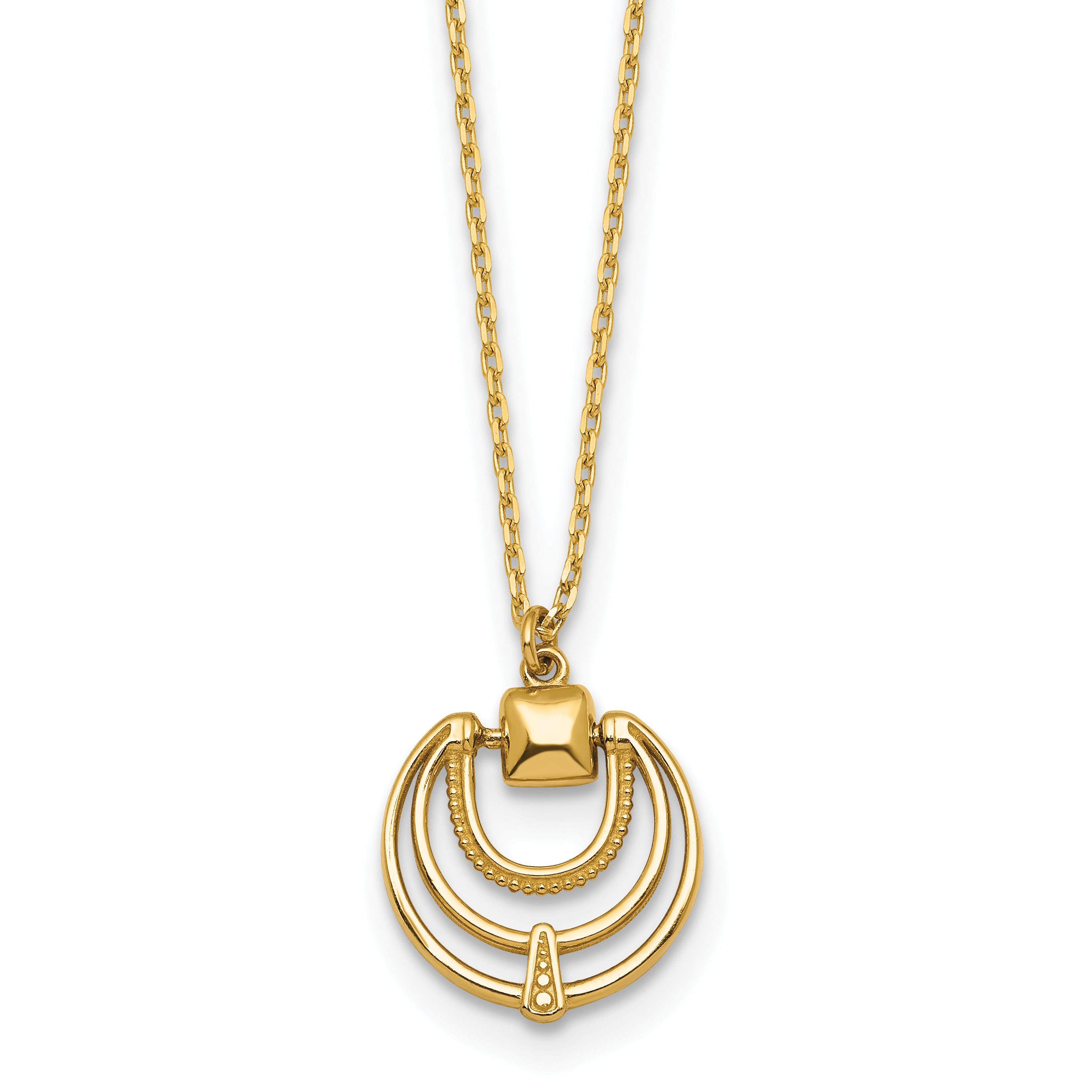 14k Polished and Textured Fancy Circles 17 inch Necklace