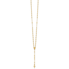 14k Polished Cross and Miraculous Medal Diamond-cut Beaded 16.75 inch Rosary Necklace with 2 inch Extender