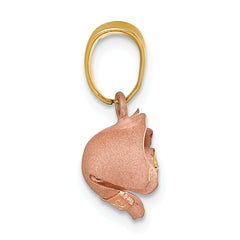 14k with Rose-tone Rhodium Brushed Rose Flower Pendant