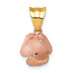 14k with Rose-tone Rhodium Brushed Rose Flower Pendant