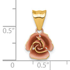 14k with Rose-tone Rhodium Brushed Rose Flower Pendant