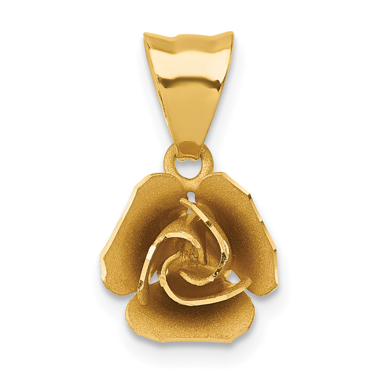 14k Brushed Rose Flower Pendant Main image
