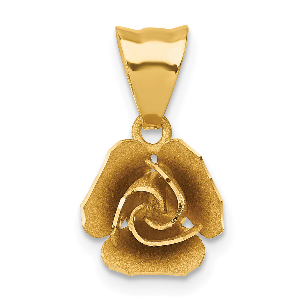 14k Brushed Rose Flower Pendant