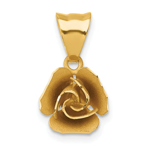 Rose Flower Pendant in 14K Yellow Gold, 18mm Brushed - Sophia Jewelers