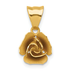 14k Brushed Rose Flower Pendant