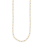 14k Two-tone Polished and Twisted Fancy Oval Links and Faceted Beads 18 inch Necklace