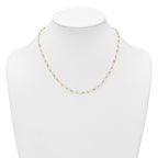 14k Two-tone Polished and Twisted Fancy Oval Links and Faceted Beads 18 inch Necklace